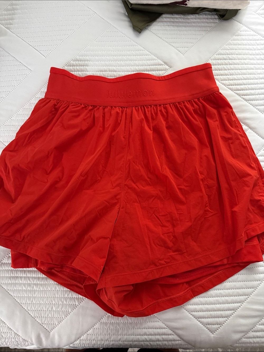 lululemon athletica Bright Red Athletic Shorts with Built-In Liner
